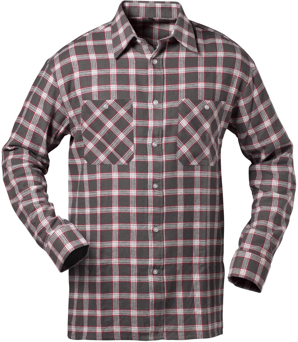 Craftland 1731 NASHVILLE Flanell-Hemd grau/weiß/rot kariert