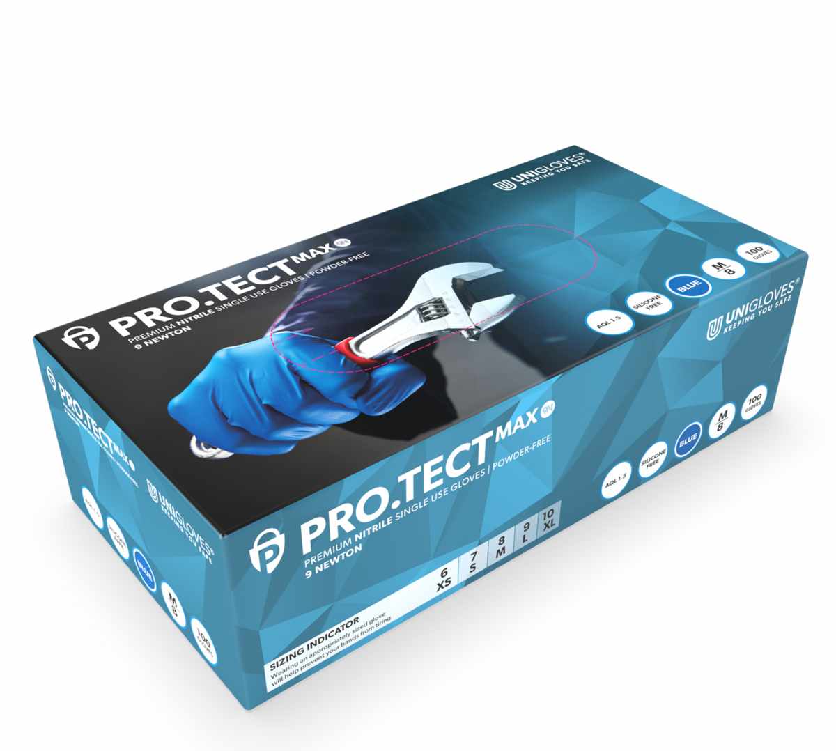 Unigloves PRO.TECT MAX 9N Nitrilhandschuhe blau Silikonfrei
