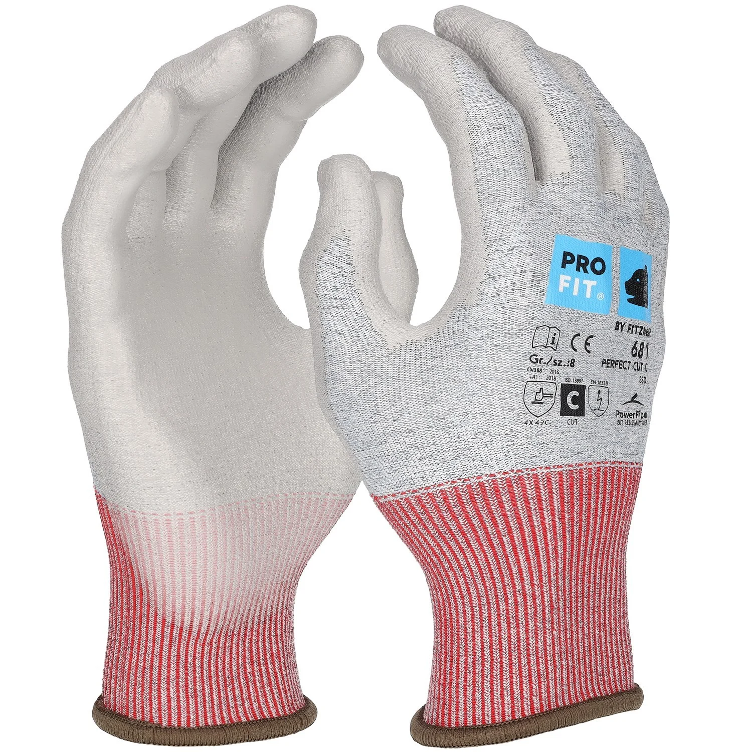 Pro-Fit 681 Perfect Cut C ESD PU-Schnittschutzhandschuhe Level C