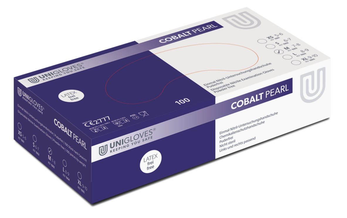 unigloves_cobalt_pearl__291822 Unigloves Cobalt Pearl disposable nitrile gloves powder free