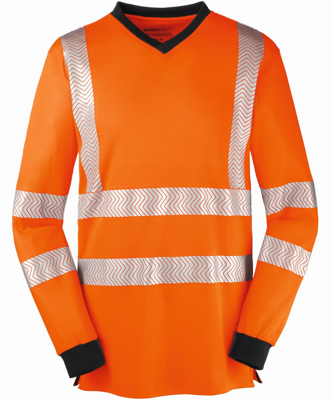 4 Protect 3436 JACKSONVILLE Warnschutz-Langarm-Shirt leuchtorange-grau