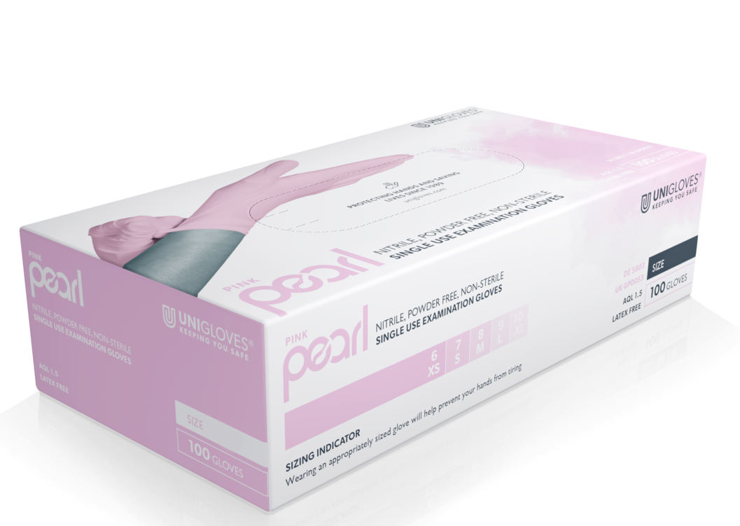 Unigloves Pink Pearl Nitril-Einweghandschuhe puderfrei