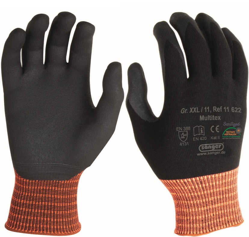 Protective gloves Multitex with nitrile microfoam coating