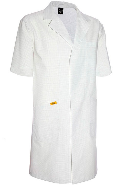 mi-1010-1-155-2 ESD men's coat short sleeve white 155g/m²