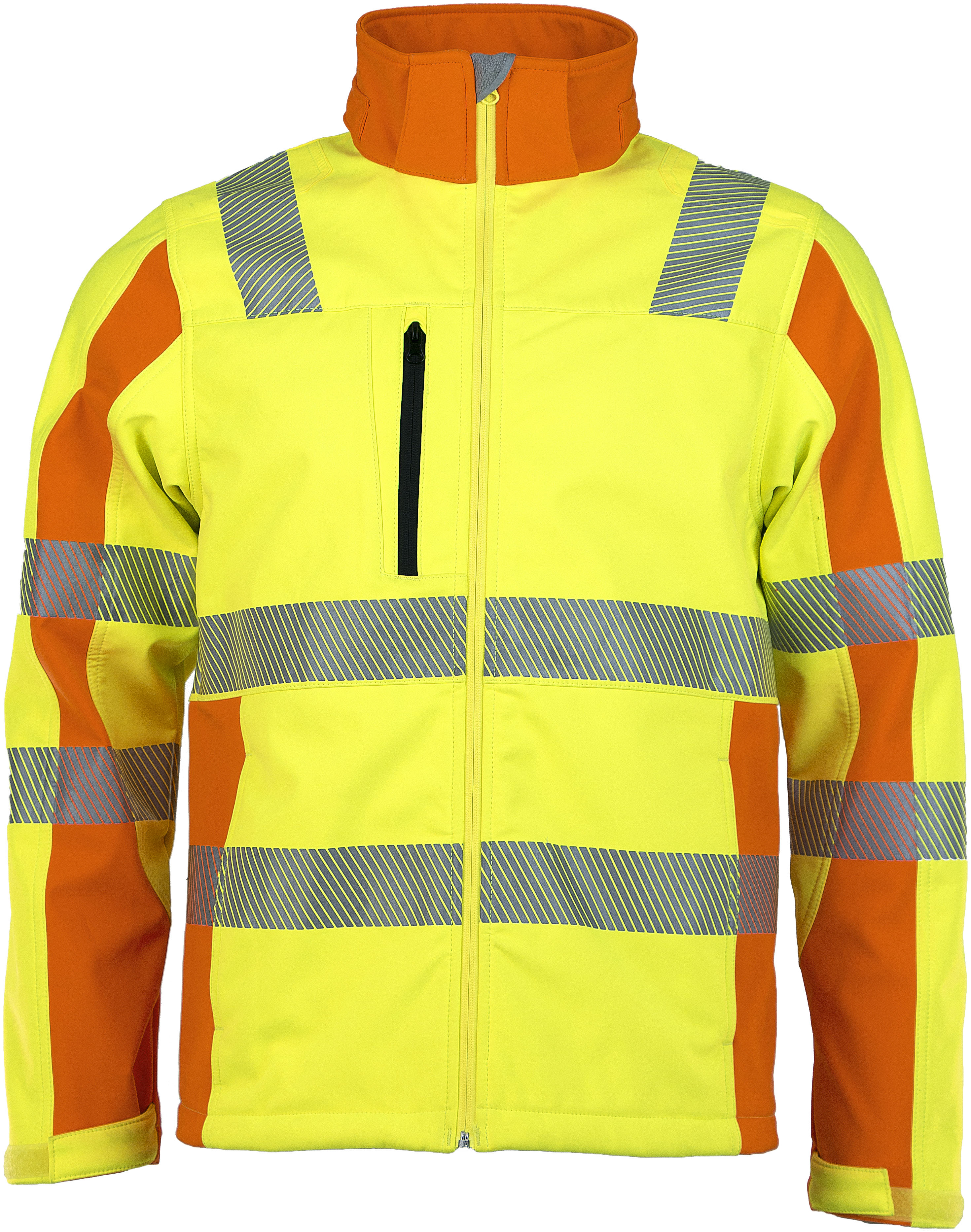 ptw-ds_f79_1 Prevent Trendline PTW-DS/69 Softshelljacket 2-coloured fluorescent orange-yellow