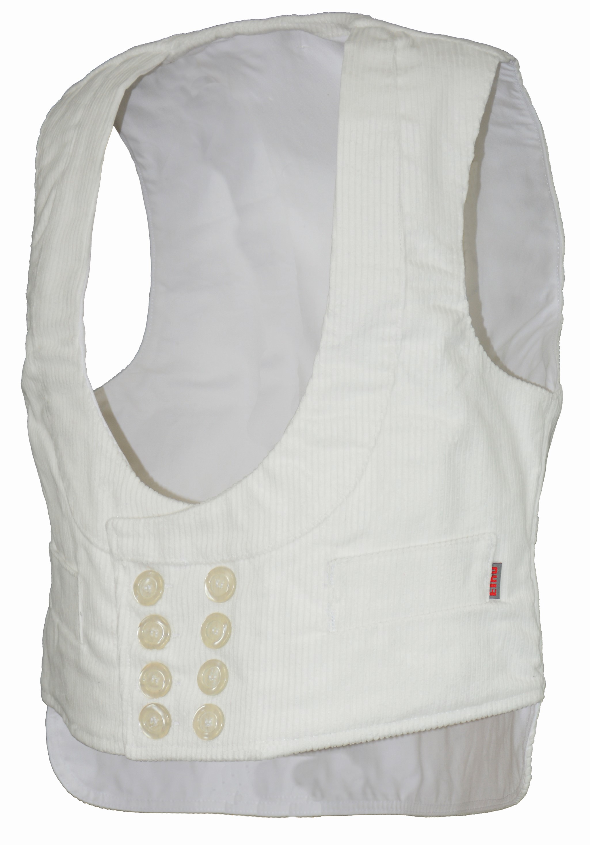 eiko12 Eiko Oker Trenkercord shawl collar guild vest pure white