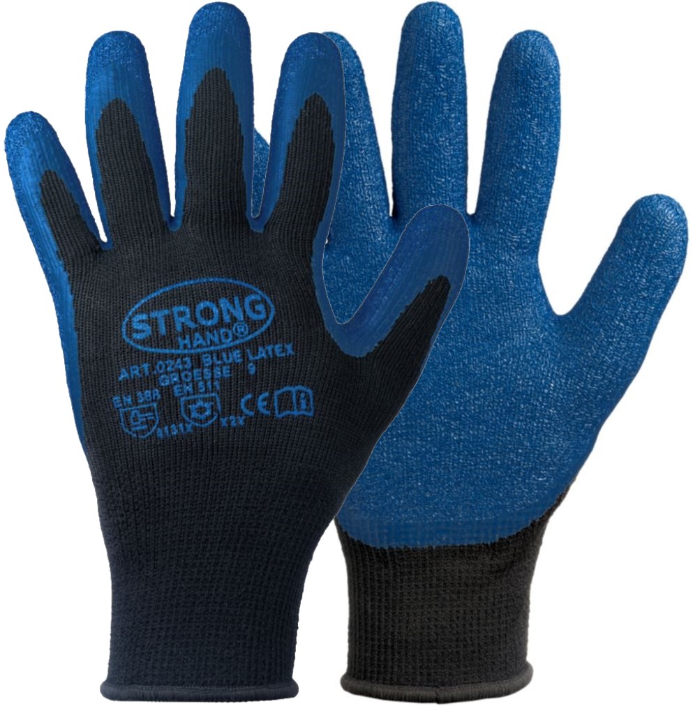 blue-latex-0243 Stronghand 0243 Blue Latex cold protection gloves up to -30 °C