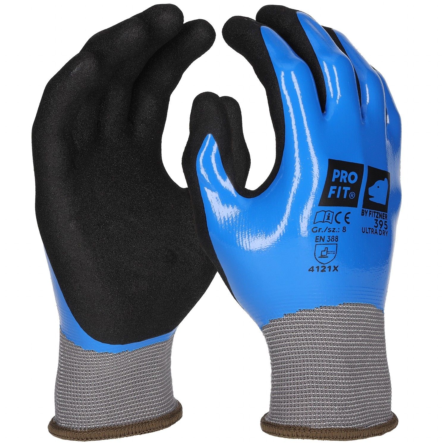 Pro-Fit 395 Ultra Dry 2-Fach Tauchung Nitril-Schutzhandschuhe blau-grau