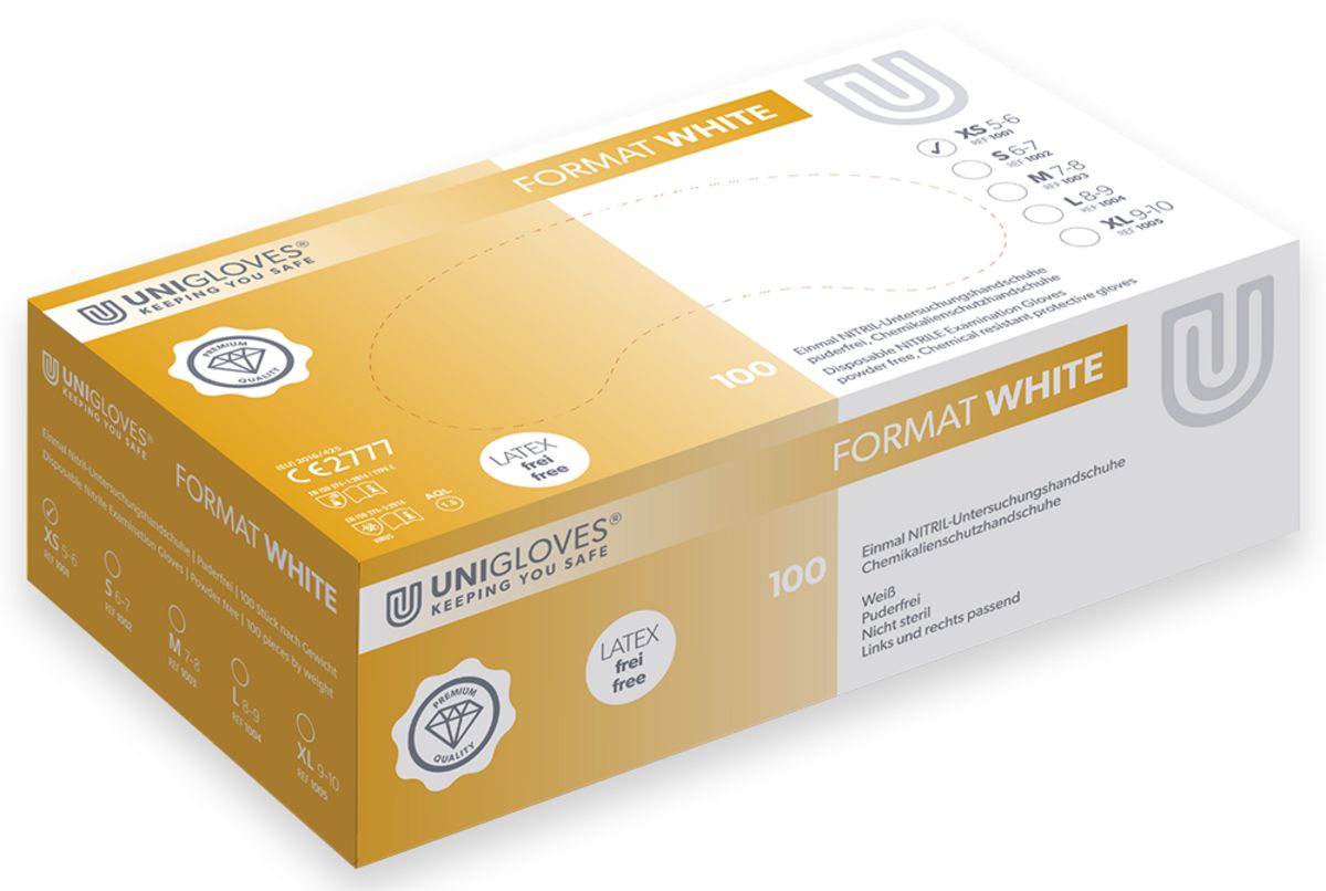 unigloves_format__white_Gr-XS Unigloves Format White disposable nitrile gloves powder free