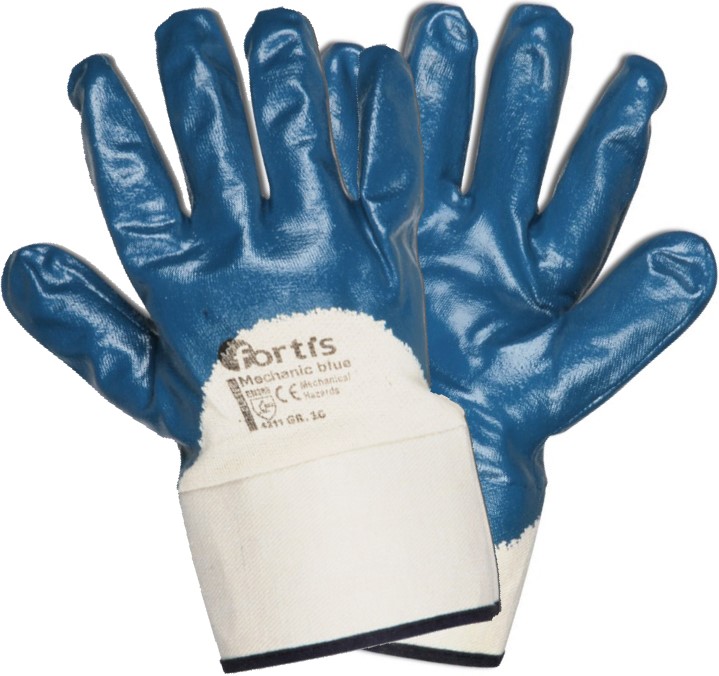 mechanic_blau Fortis Classic Mechanic blue Nitrilhandschuhe mit Stulpe blau