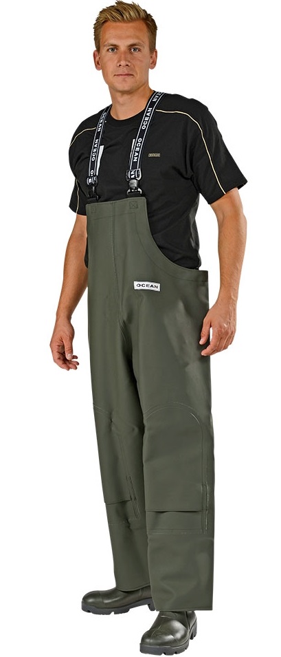 Ocean Heavy Duty rain dungarees, olive 7-16