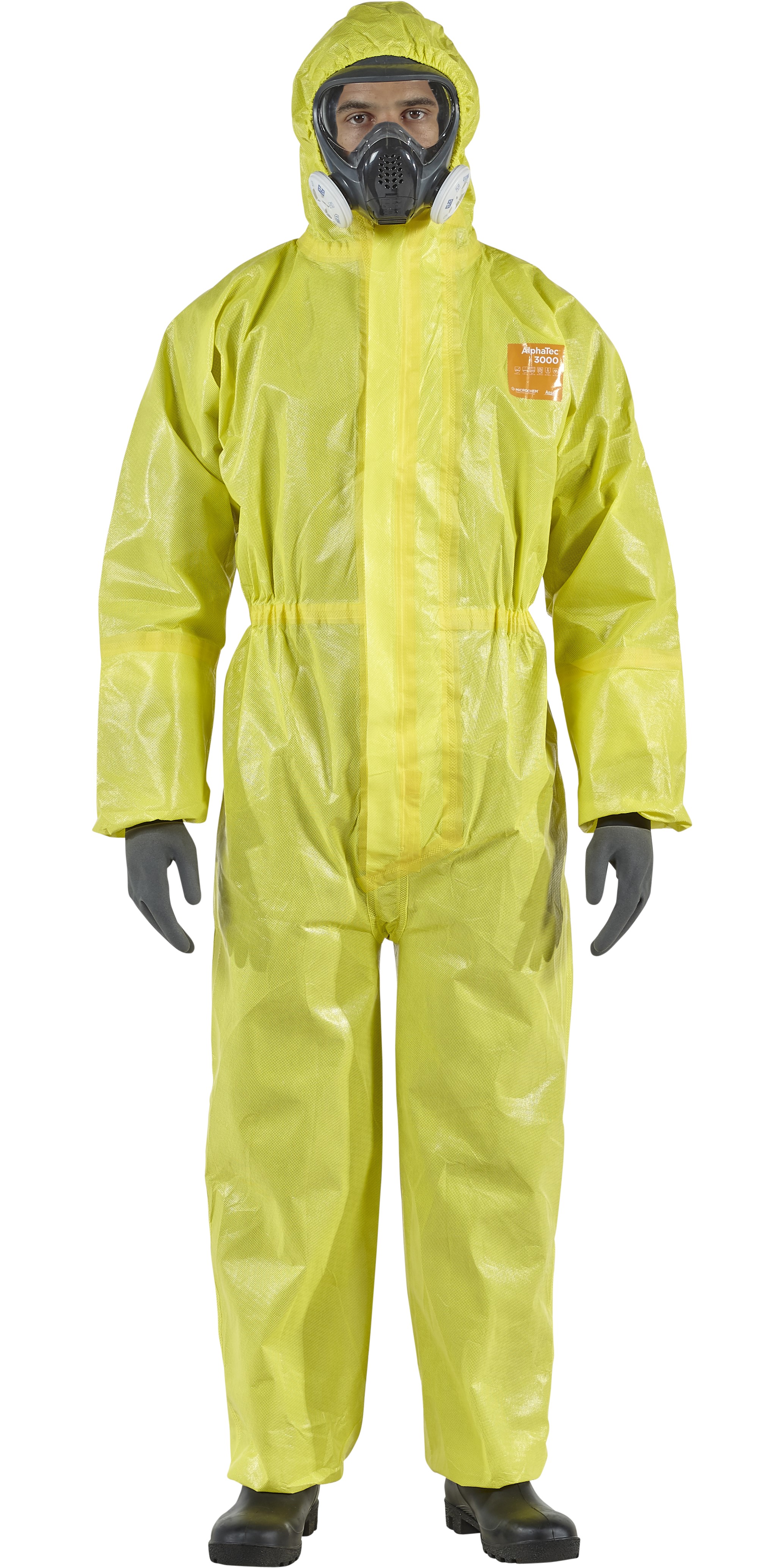 46607 Microchem / AlphaTec 3000 Overall with hood and fall protection Model 162 yellow