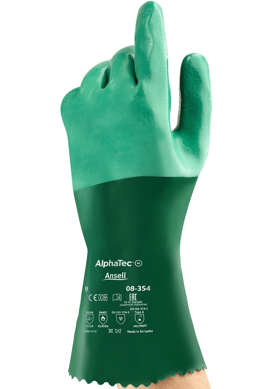 08-354 Ansell AlphaTec 08-354 Neoprene Chemical Protective Gloves