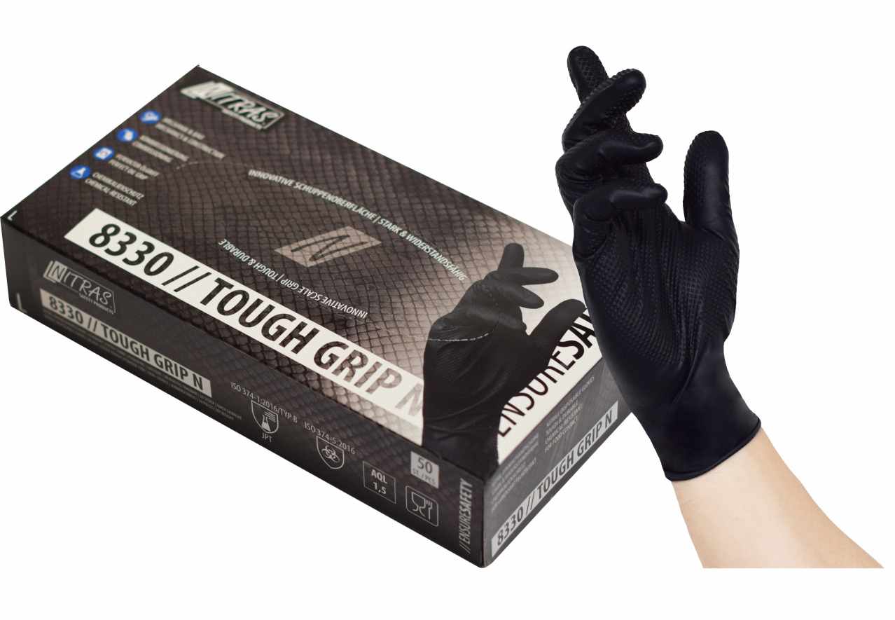 Nitras 8330 Tough Grip N Einmalhandschuhe schwarz