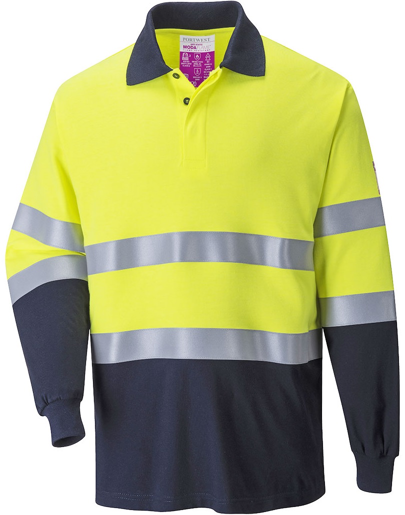 Portwest FR74 Zweifarbiges Flammschutz-Poloshirt langarm
