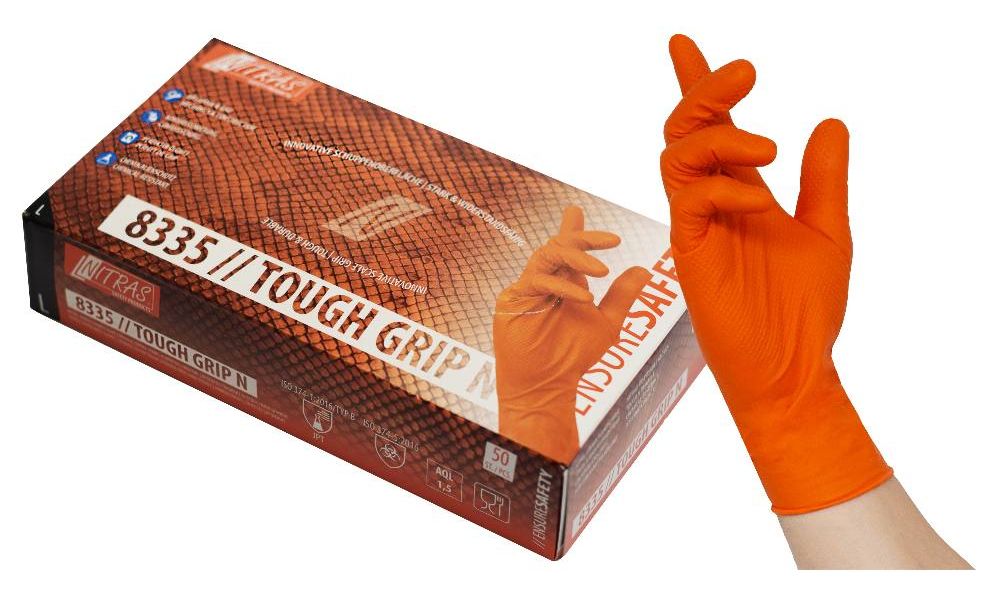 Nitras 8335 Tough Grip N Einmalhandschuhe orange