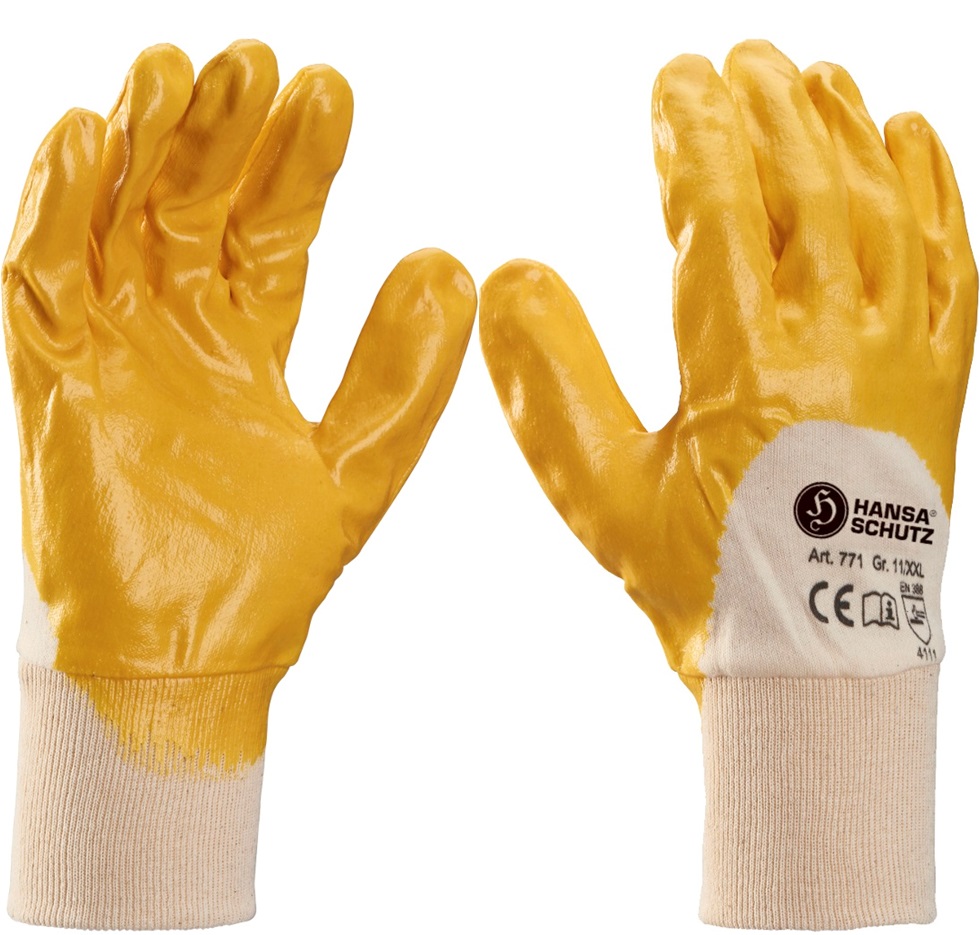 771-1 HansaTec 771 Nitrile protective gloves with knitted waistband Premium