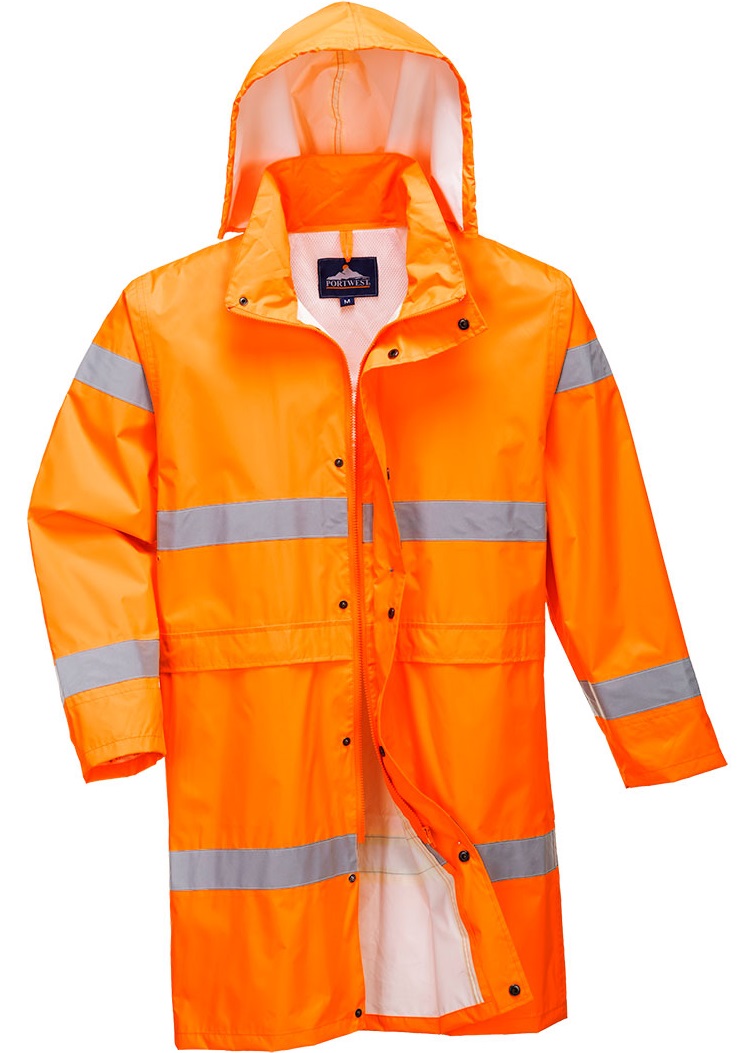 H442ORR Portwest 190T H442 Warning protection raincoat