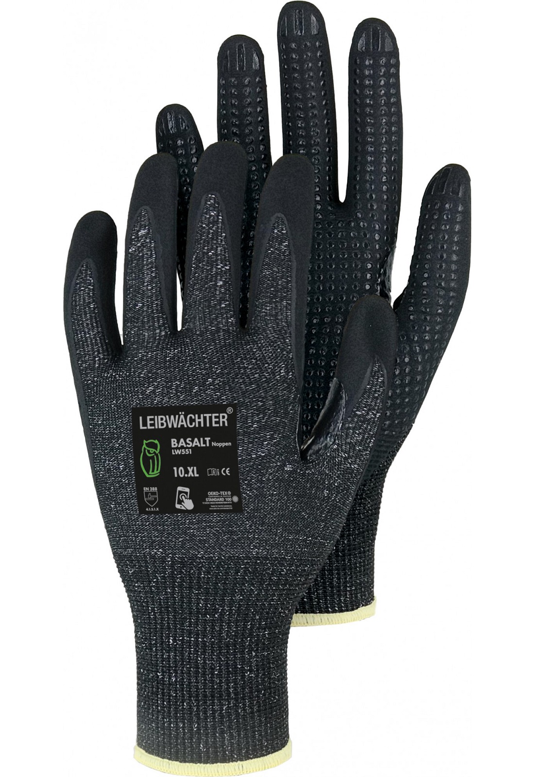 HLW551 Leibwächter LW551 Basalt Boost Nitrile Protective Gloves with Studs