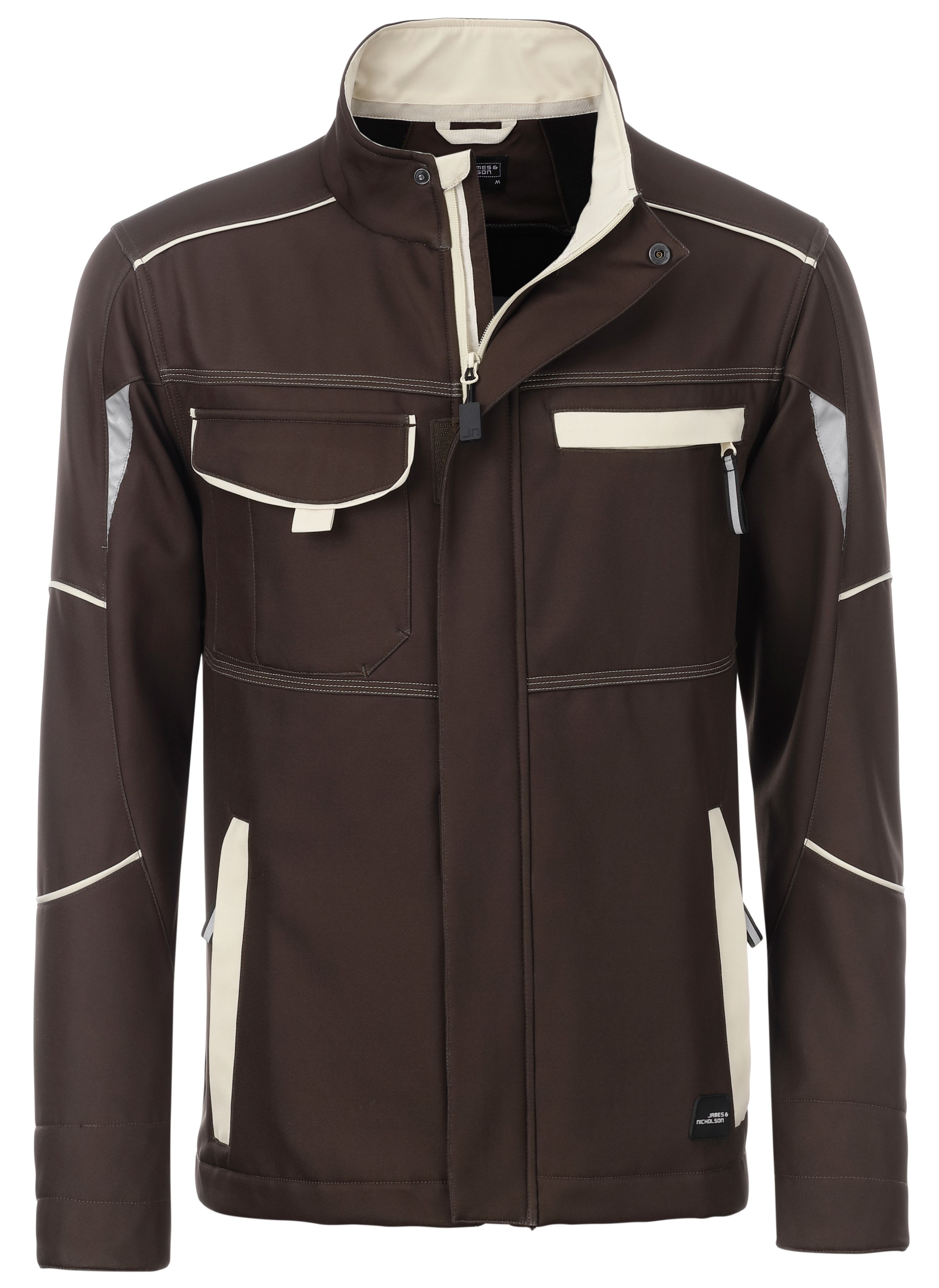 jn851-brown-stone-front James & Nicholson JN851 Workwear Softshell Jacket Level 2 in 8 Colors