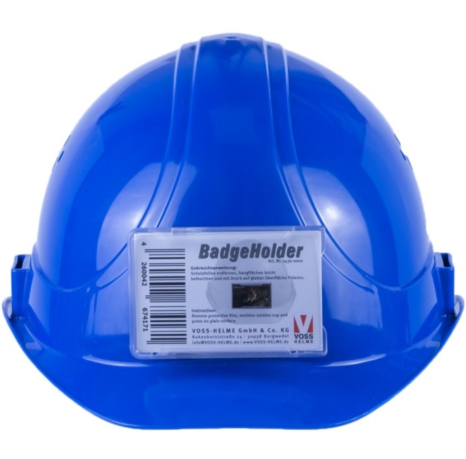 ausweishalter-1 VOSS ID card holder with suction cups for fixing to the safety helmet
