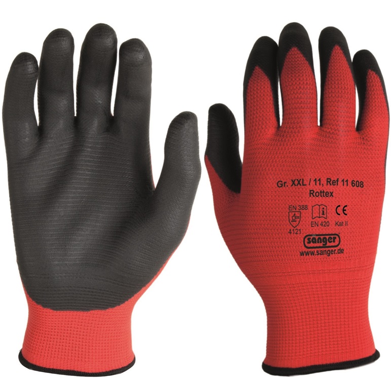 rottex-2 Polyester protective gloves Rottex with liquid-tight nitrile coating
