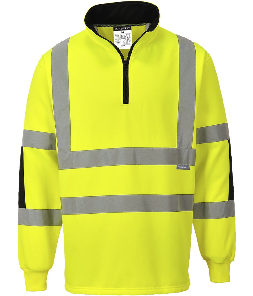 B308YER Portwest Xenon B308 Rugby Warning Sweatshirt