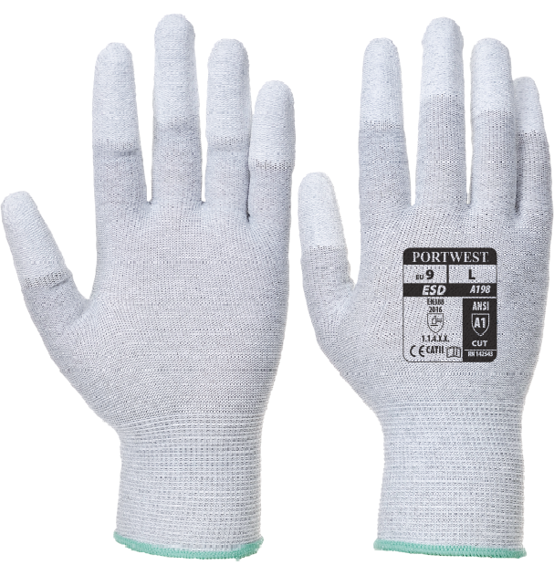 a198grr-1 Portwest A198 ESD gloves with antistatic PU fingertips grey