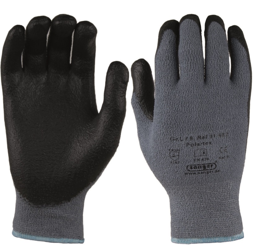 polartex-1 Elastane-polyester cold protection gloves Polartex with liquid-proof nitrile coating