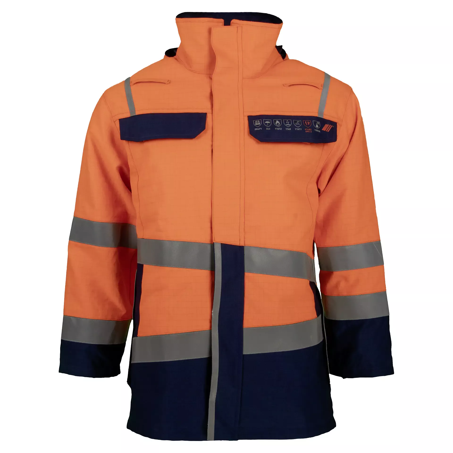 Asatex 106JAOB Multinorm-Wetterschutz-Jacke leuchtorange-marine
