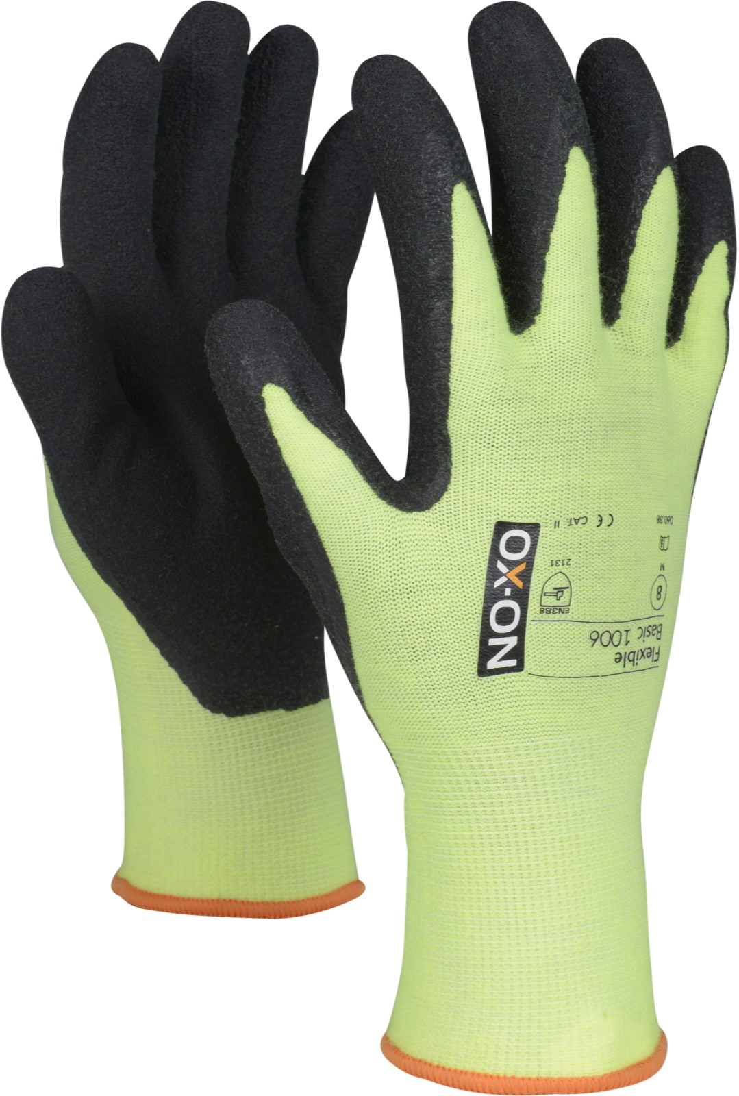 1006 OX-ON Flexible Basic 1006 Latex foam protective gloves partially coated