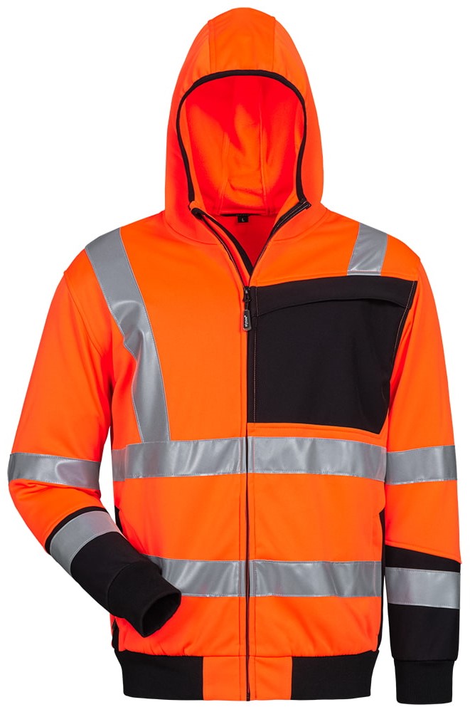 elysee 22608 JANTO Warnschutz-Sweatjacke leuchtorange-marine