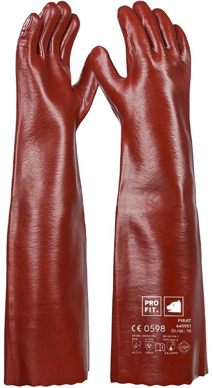 Pro-Fit 640951 Pirat Vinyl-Chemikalienschutzhandschuhe 58 cm