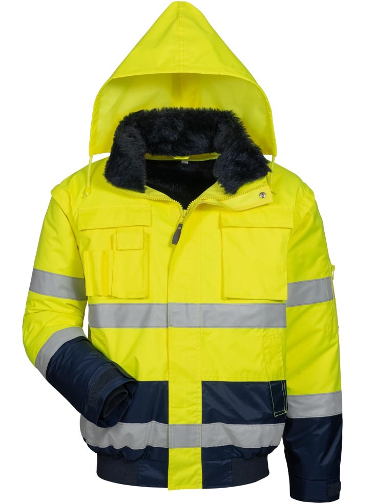 23558-10uv7TLw9AWMkm elysee 23558 SIEGFRIED 4-in-1 Warnschutz-Pilotjacke leuchtgelb-marine