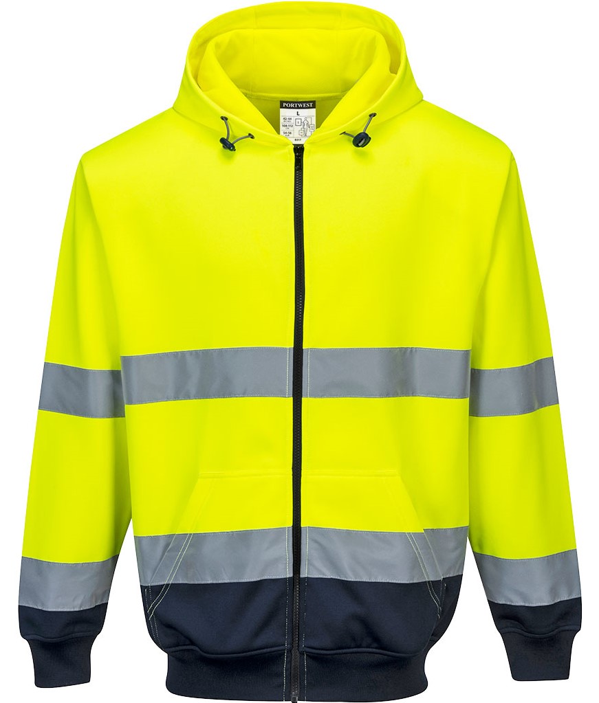 Portwest B317 warning protection hooded jacket with zip