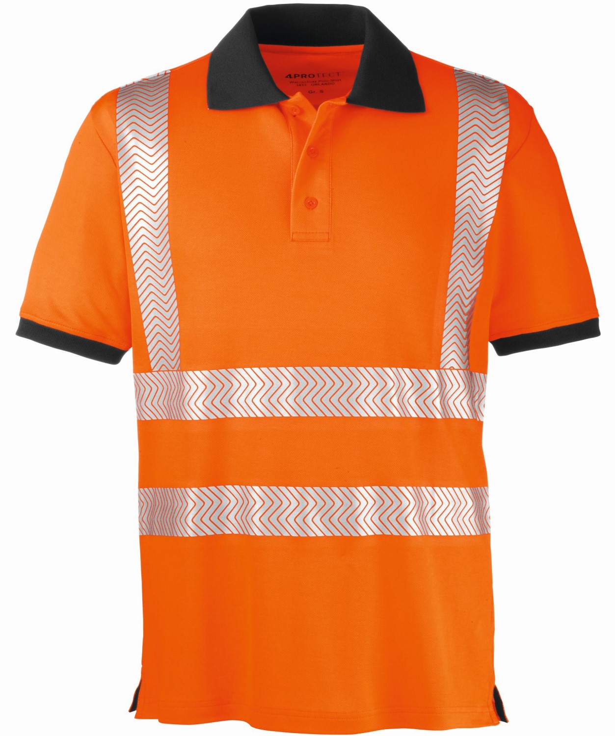 4 Protect 3433 ORLANDO Warnschutz Poloshirt leuchtorange-grau