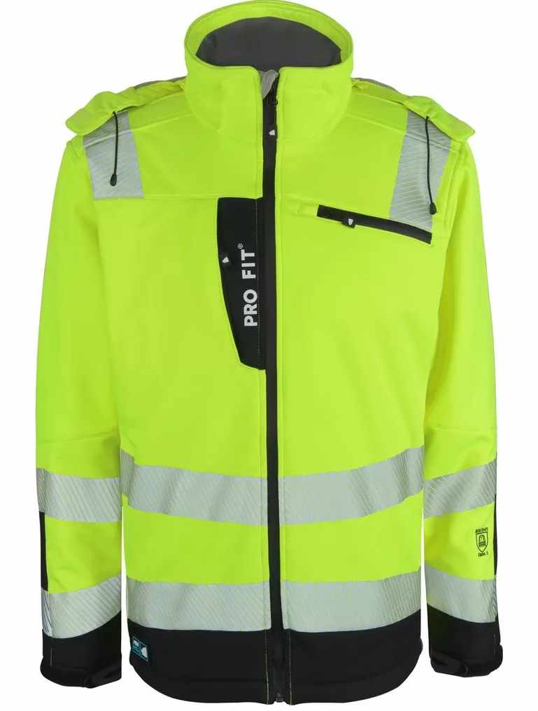 Pro-Fit 9845 Winter Warnschutz-Softshelljacke neongelb-schwarz