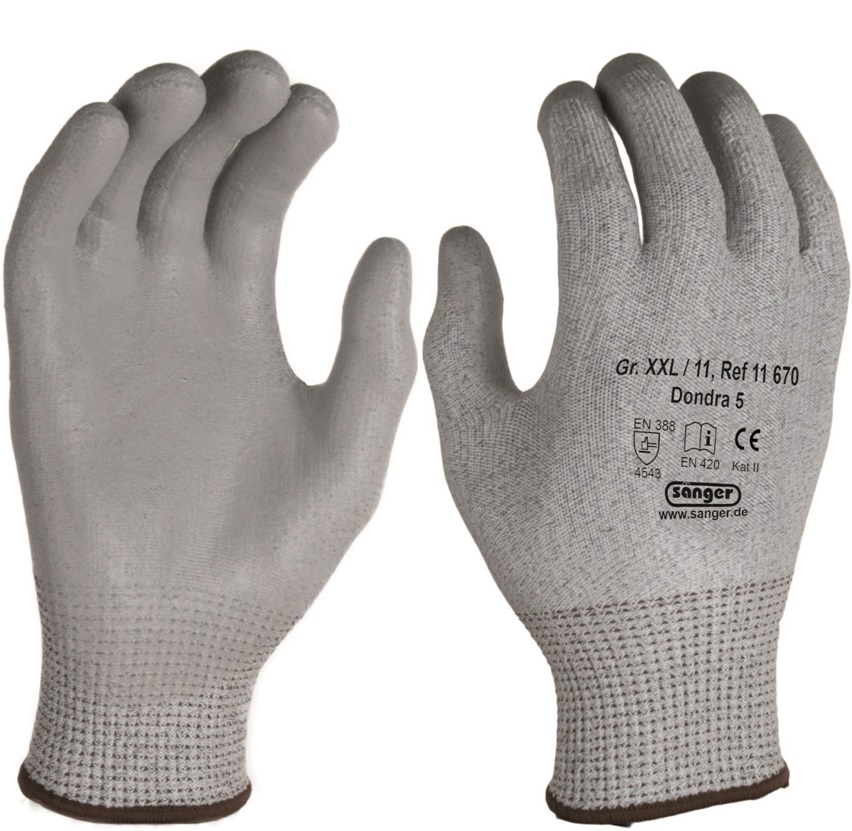 Cut-resistant gloves Dondra Level 3 with PU microfoam coating