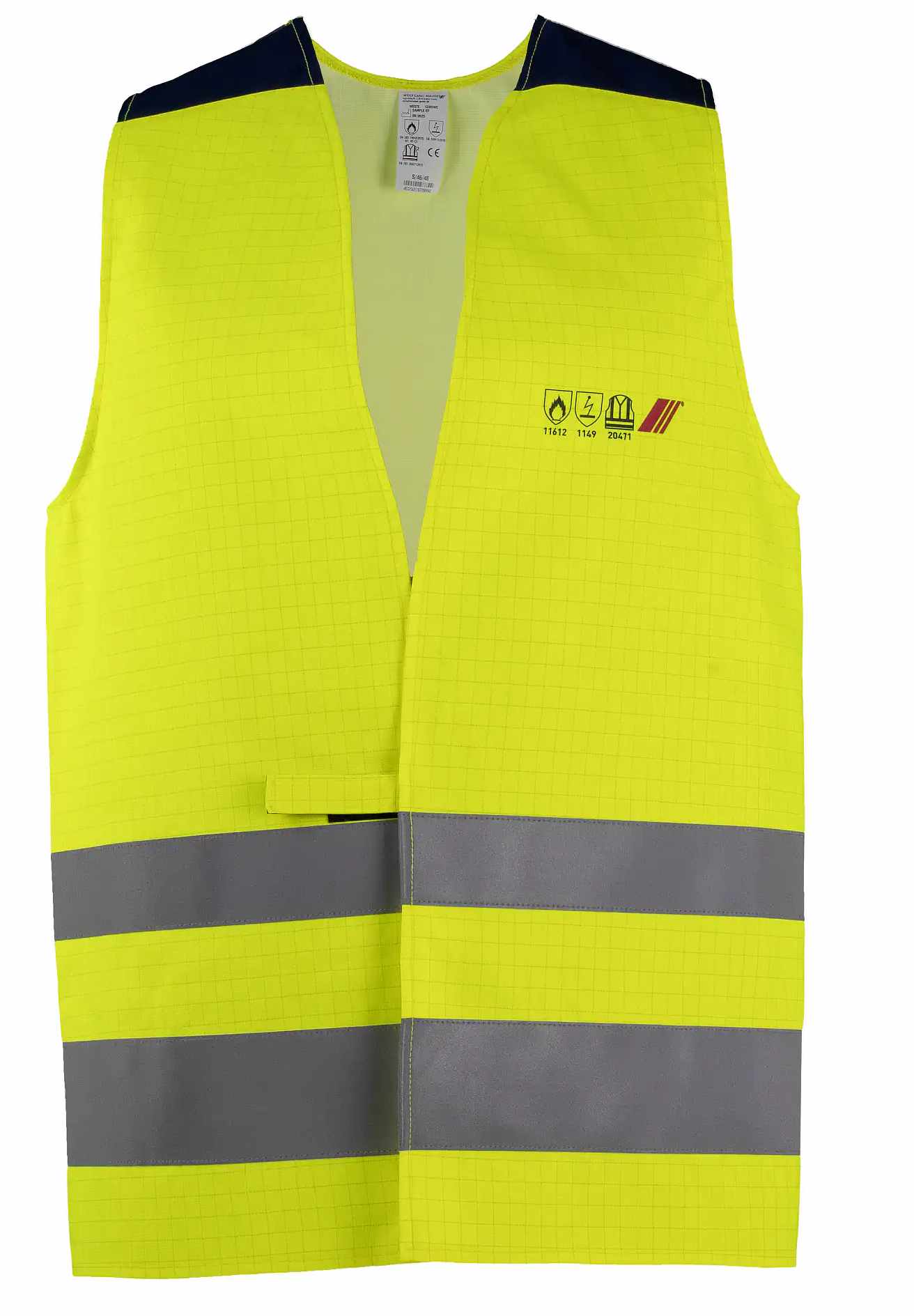 Asatex 13305WE Warnweste flammhemmend leuchtgelb-marine