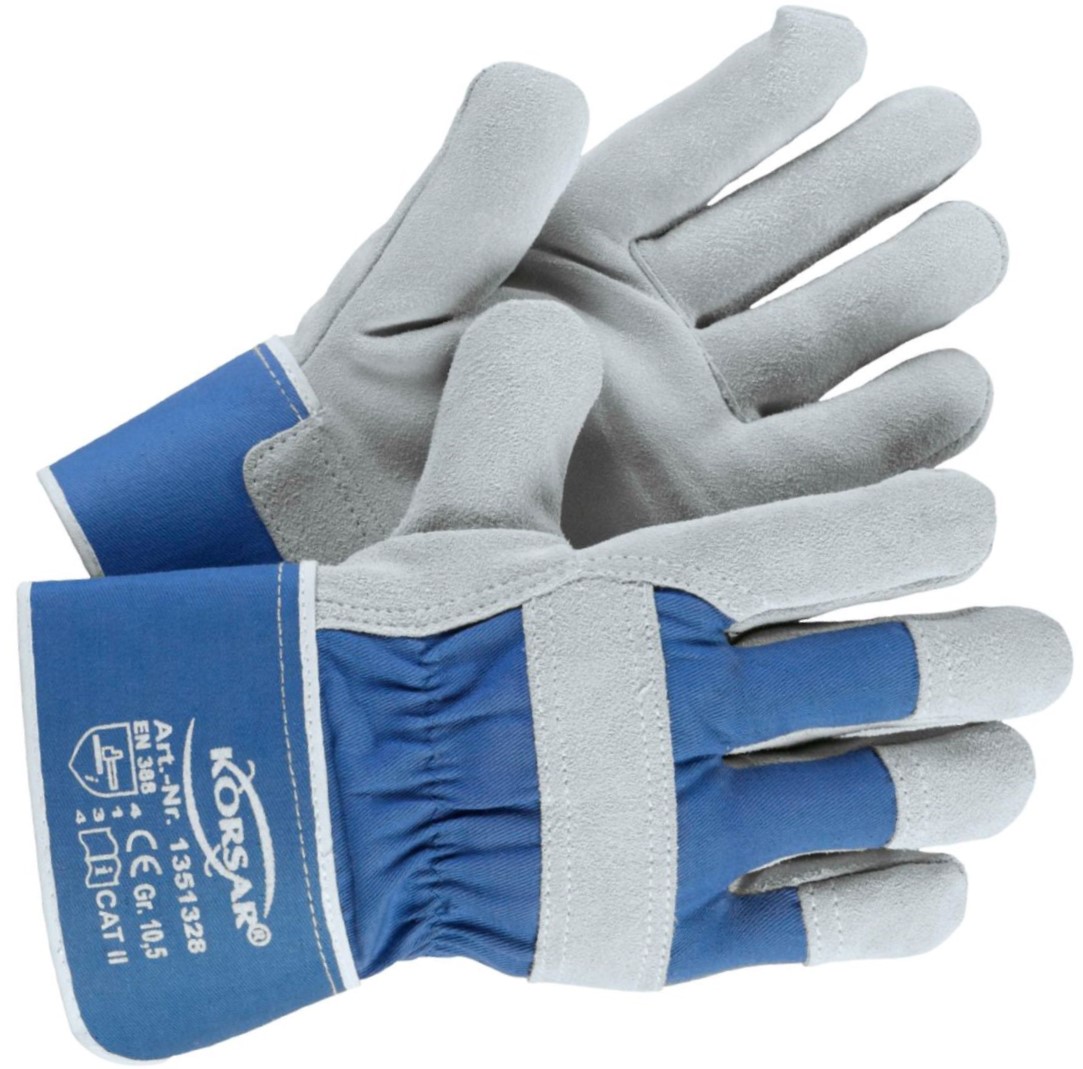 Korsar Trucker cow split leather protective gloves blue