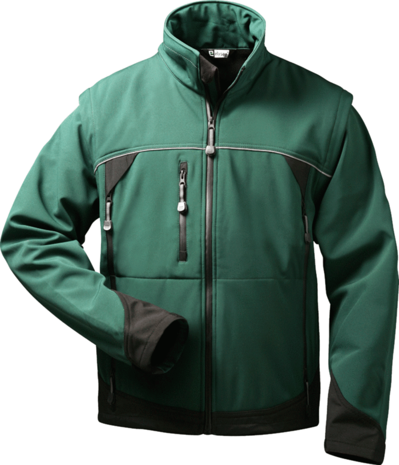 20007_front elysee 20007 SIGMA Softshell jacket with detachable sleeves green/black