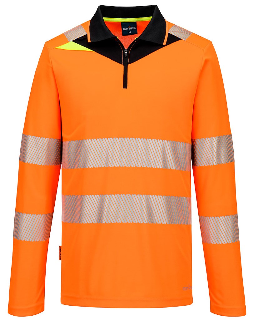 Portwest DX419 - DX4 Warnschutz-Poloshirt mit Reißverschluss langarm