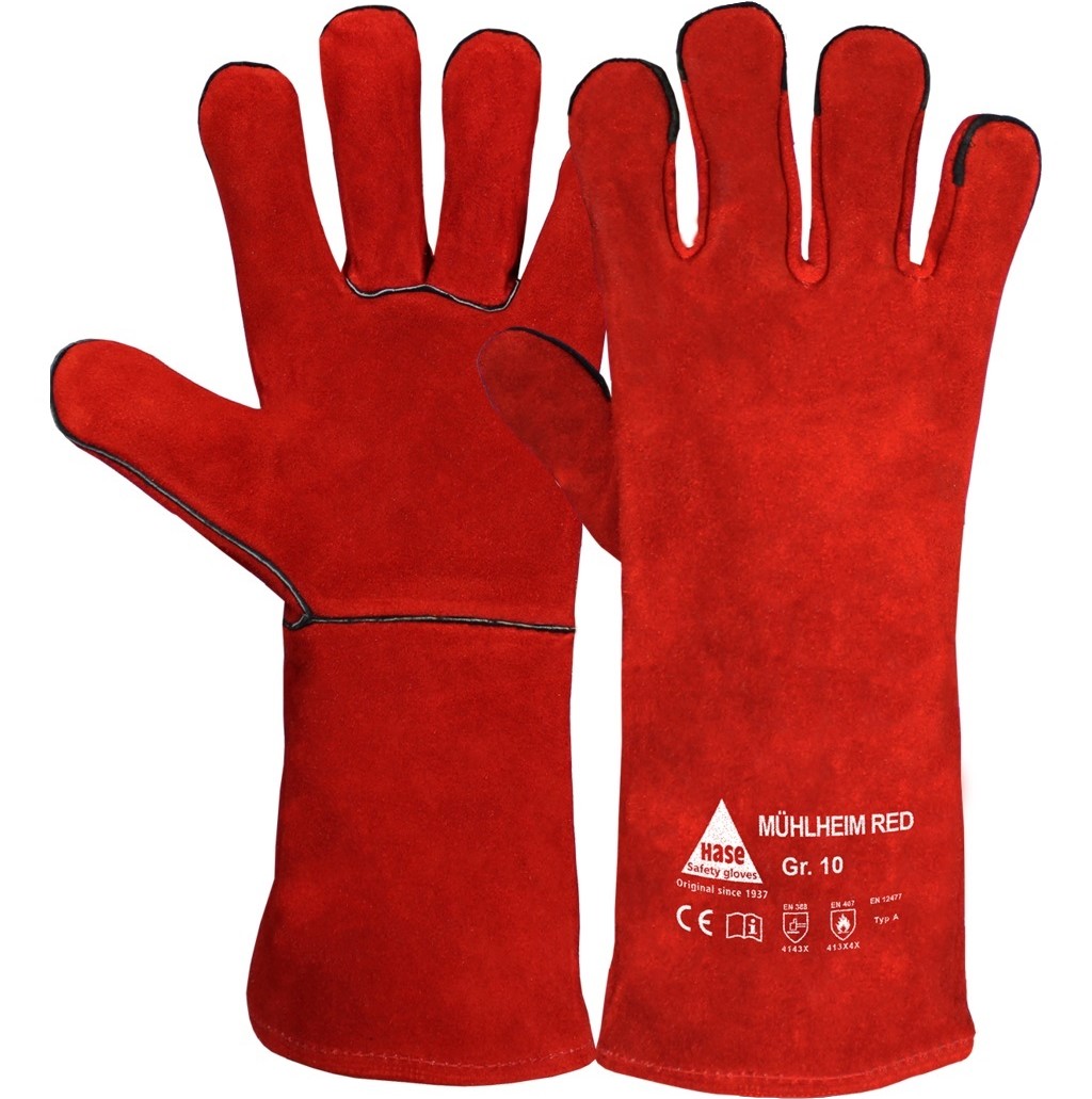 Hase 301000 Mühlheim Red Rindspaltleder-Schweißerschutzhandschuhe