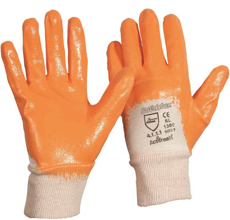 001360-1 Solidstar 1360 Cotton gloves with nitrile coating Nitrile TOP orange