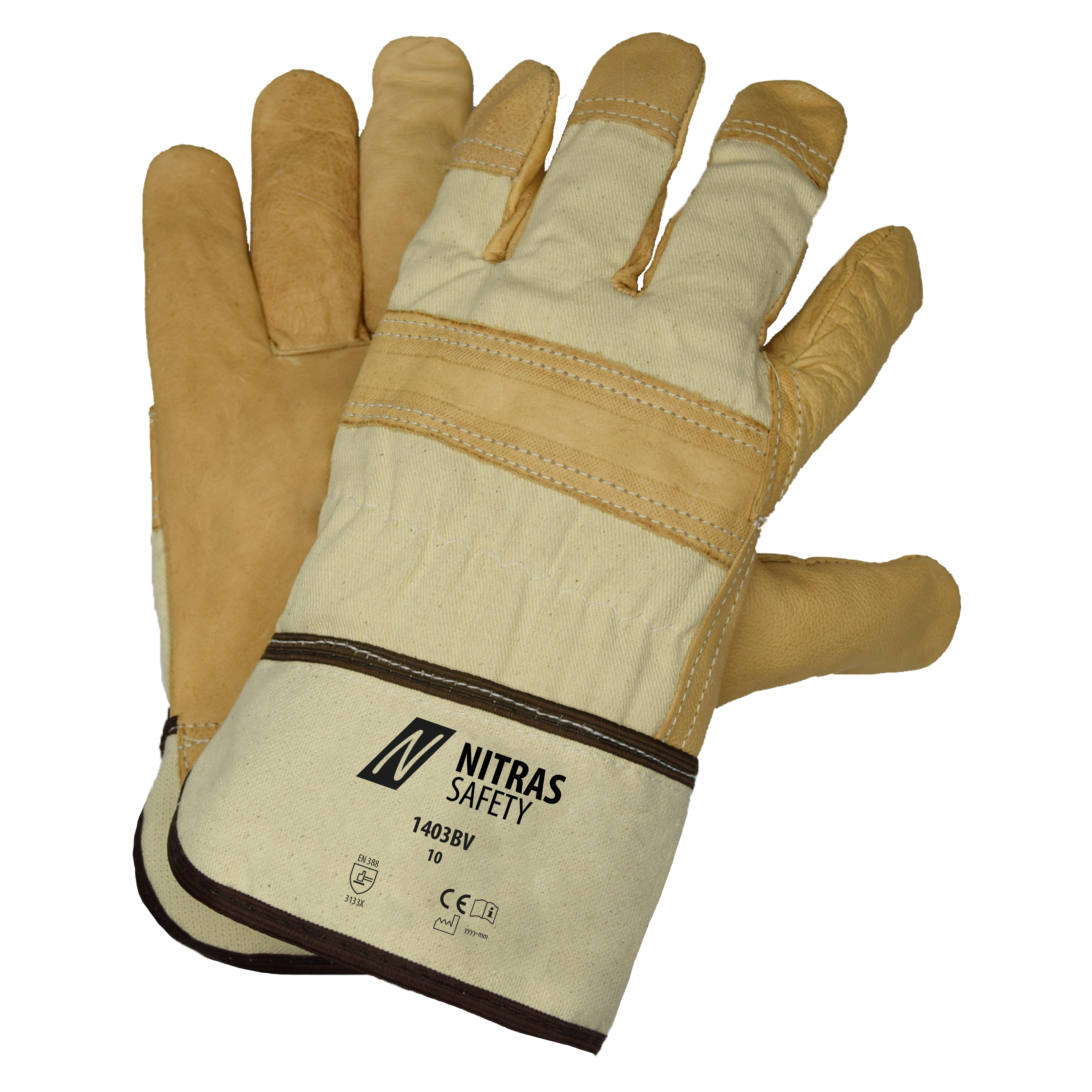 1403BV_1650_001 Nitras 1403BV Bioworker cowhide full leather gloves