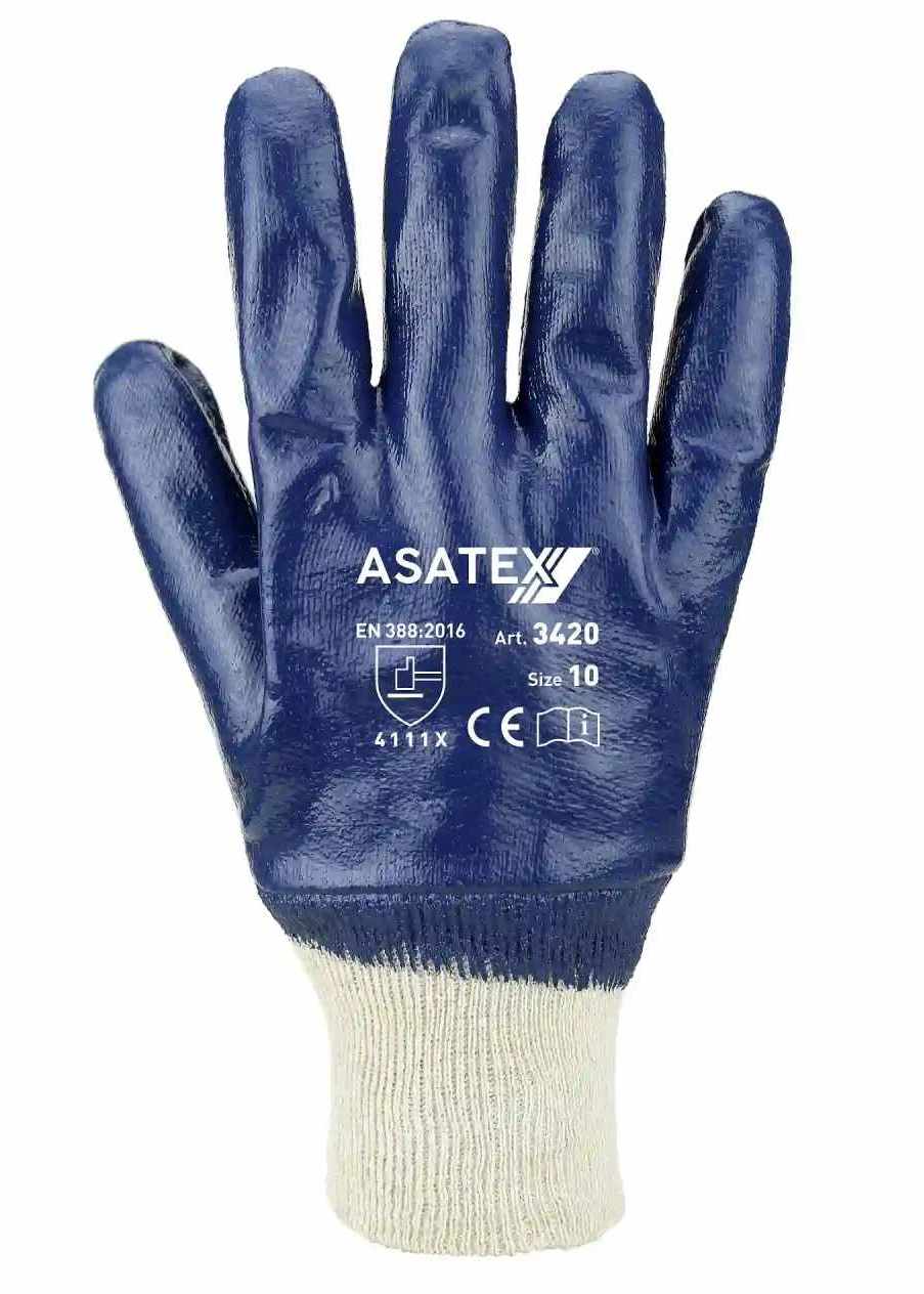 Asatex 3420 Nitril-Schutzhandschuhe vollbeschichtet