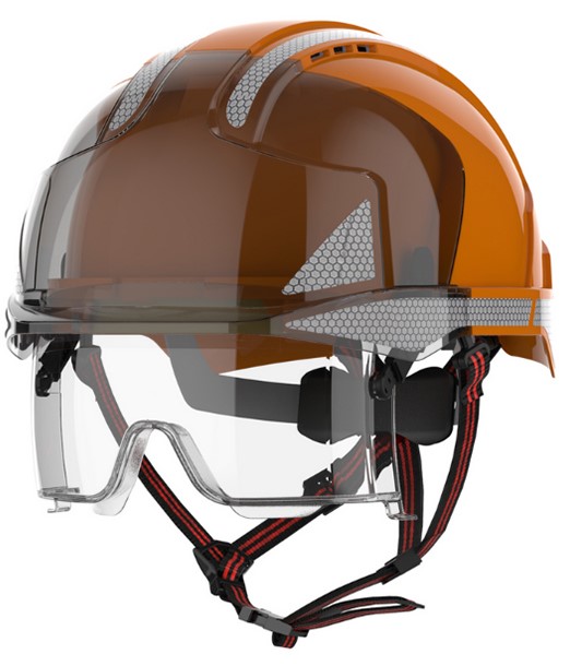 JSP AMF270 EVO VISTAlens Dualswitch Schutzhelm mit Schutzbrille belüftet Drehratsche