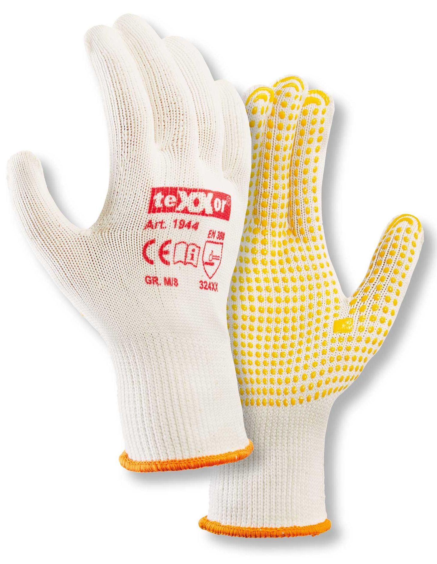 texxor 1944 Nylon-Baumwoll Mittelstrickhandschuhe mit PVC-Noppen
