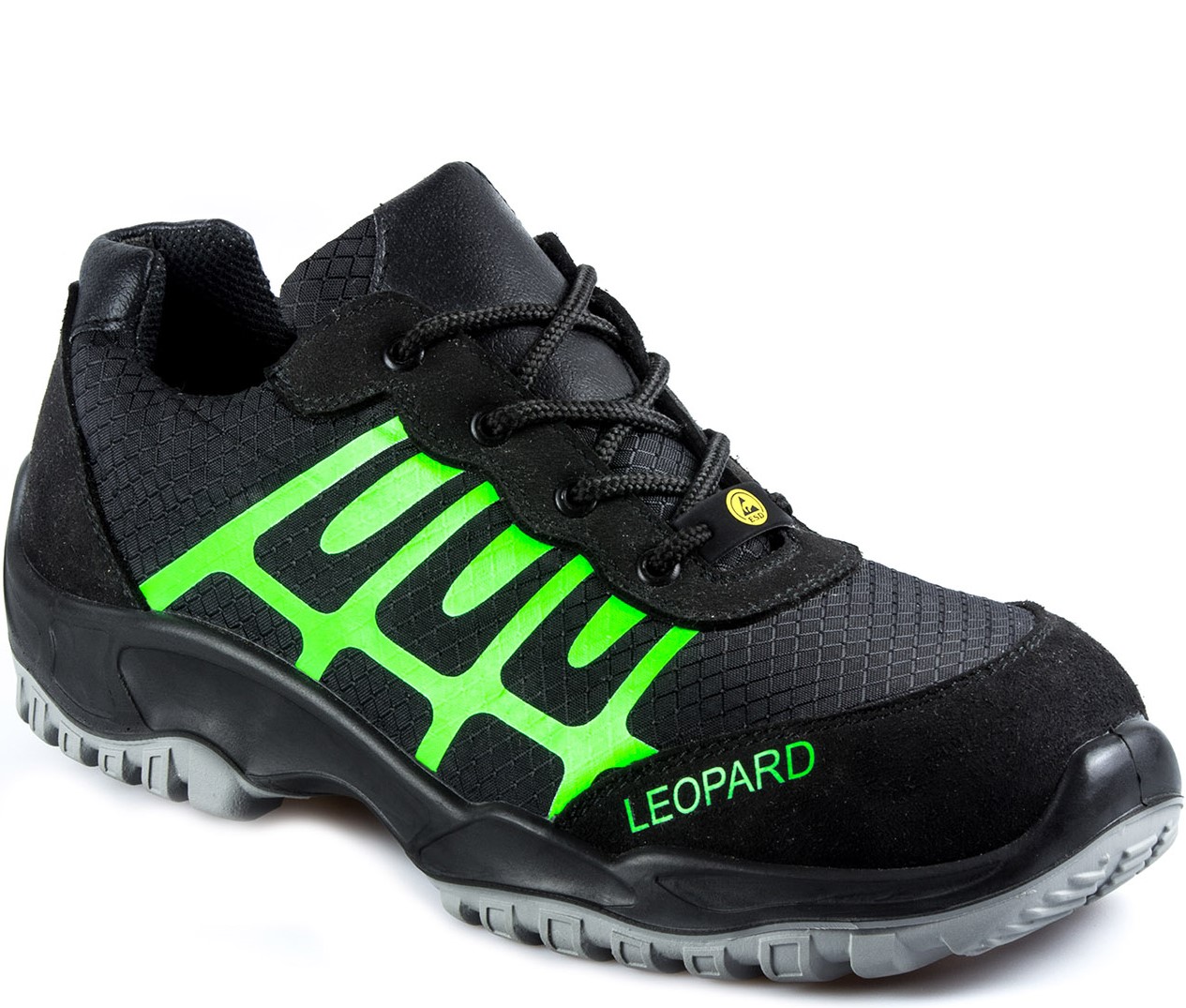 Leopard E0435 low shoes S1 ESD black/neongreen