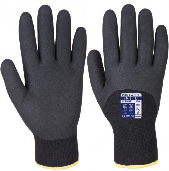a146bkr-1 Portwest A146 Artic Winter Gloves 3/4 coated black